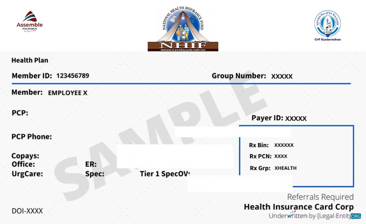 Download Tanzania health insurance card Photoshop template